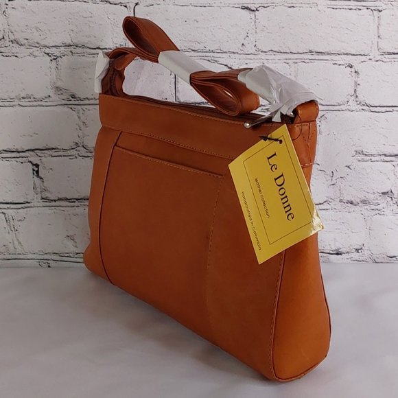 'LE DONNA' AVA' COGNAC LEATHER ADJUSTABLE CROSSBODY BAG - Picture 4 of 16
